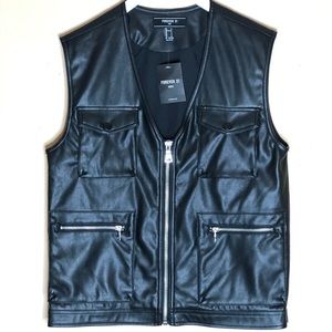 Men’s Black Faux Leather Vest